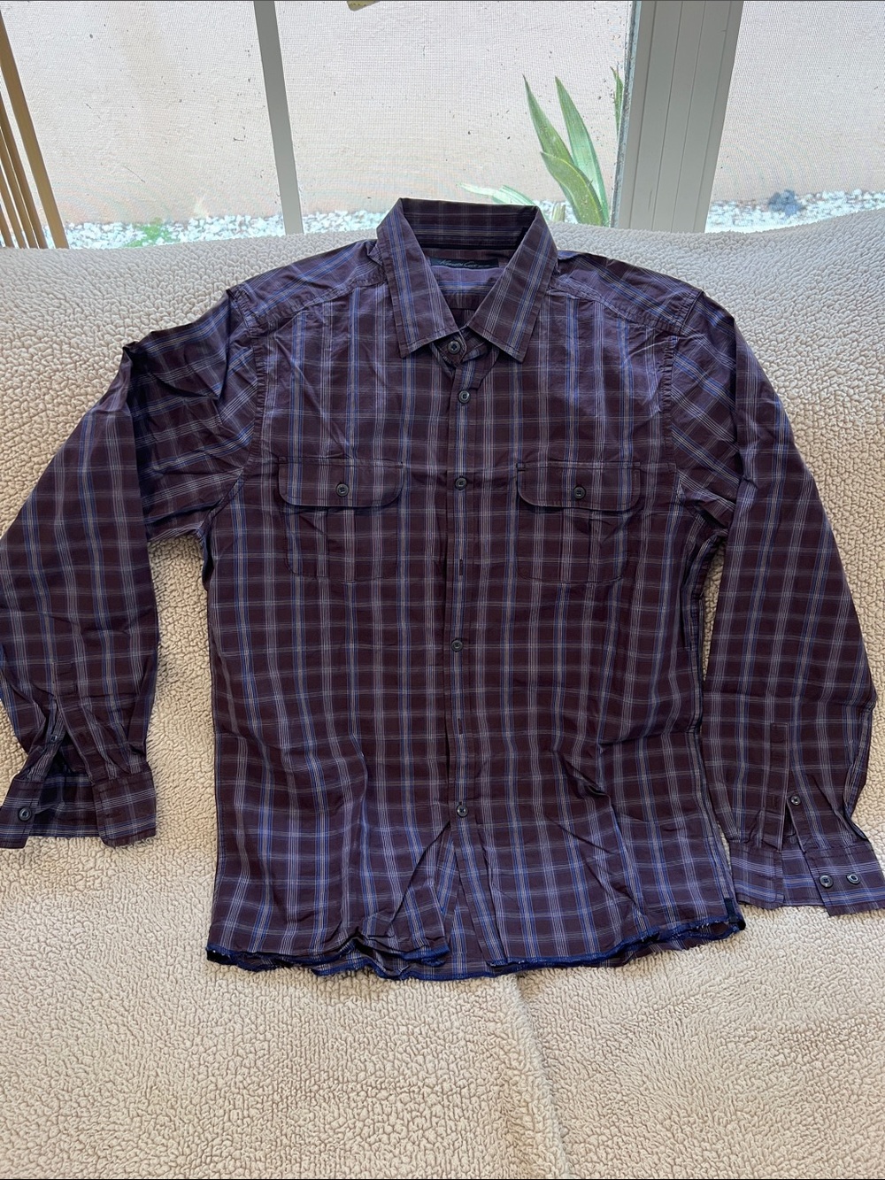 Kenneth Cole New York Purple Plaid Button-Down Shirt